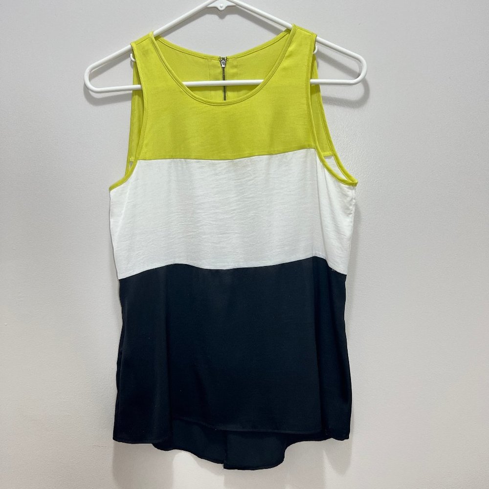 BCBGMaxAzria Colorblock Sleeveless Back Slit Blouse Size XS